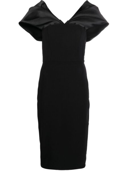 Solace London Black Wrenley off-shoulder midi dress
