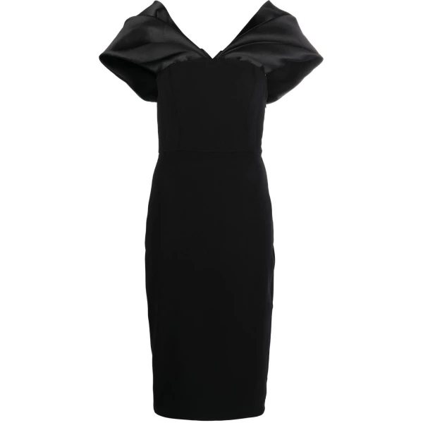 Solace London Black Wrenley off-shoulder midi dress