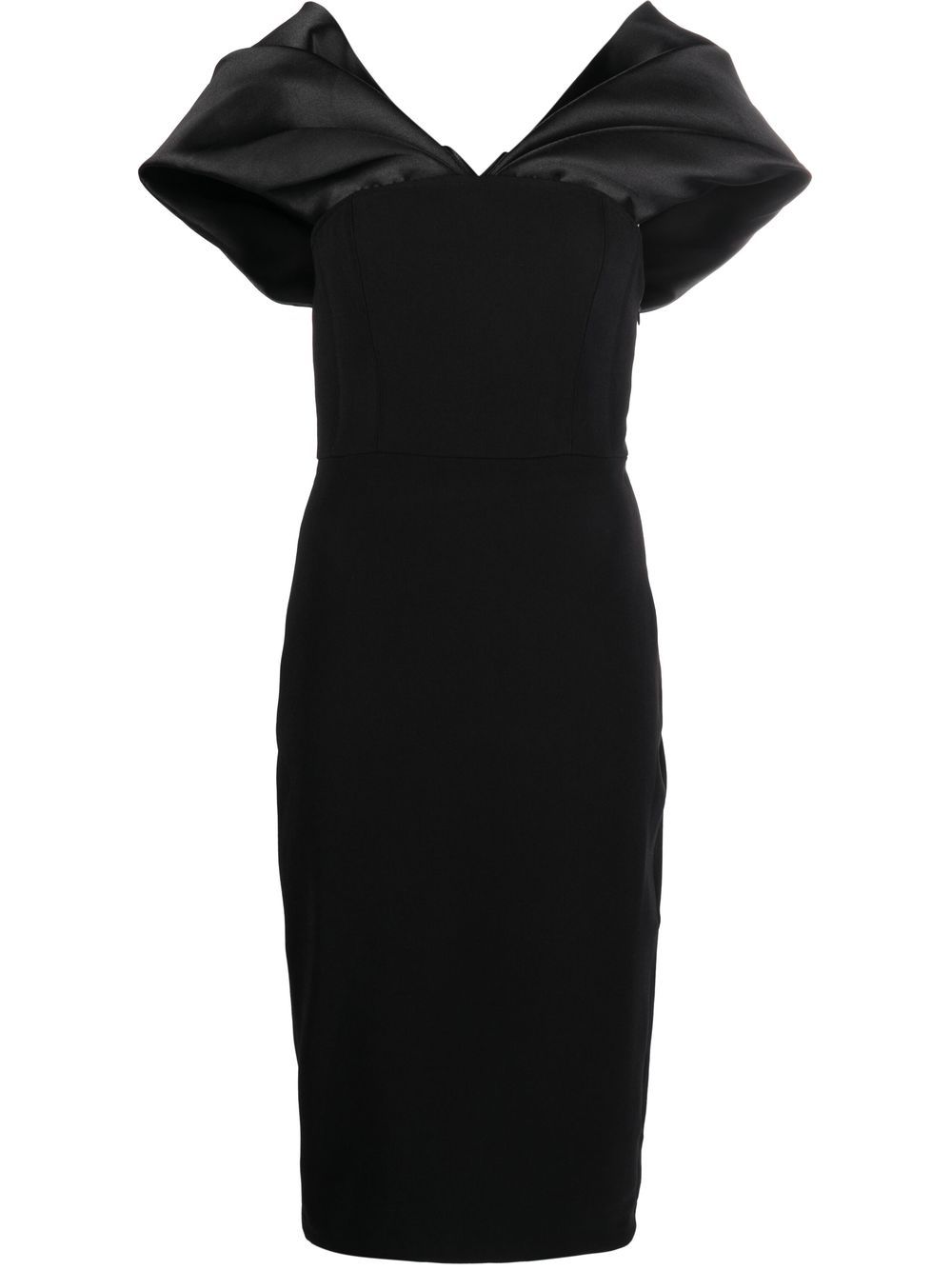 Solace London Black Wrenley off-shoulder midi dress