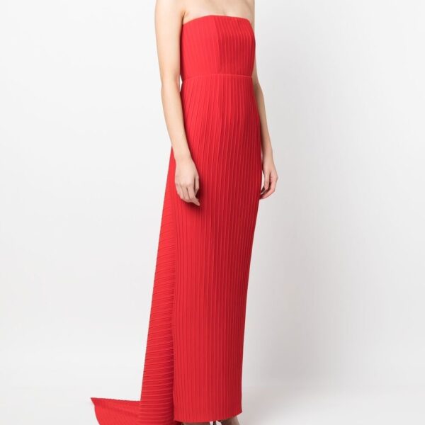 Solace London Red pleated strapless dress