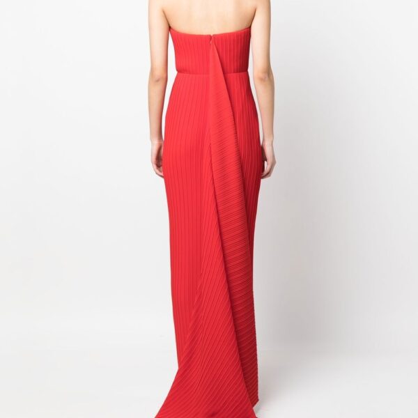 Solace London Red pleated strapless dress