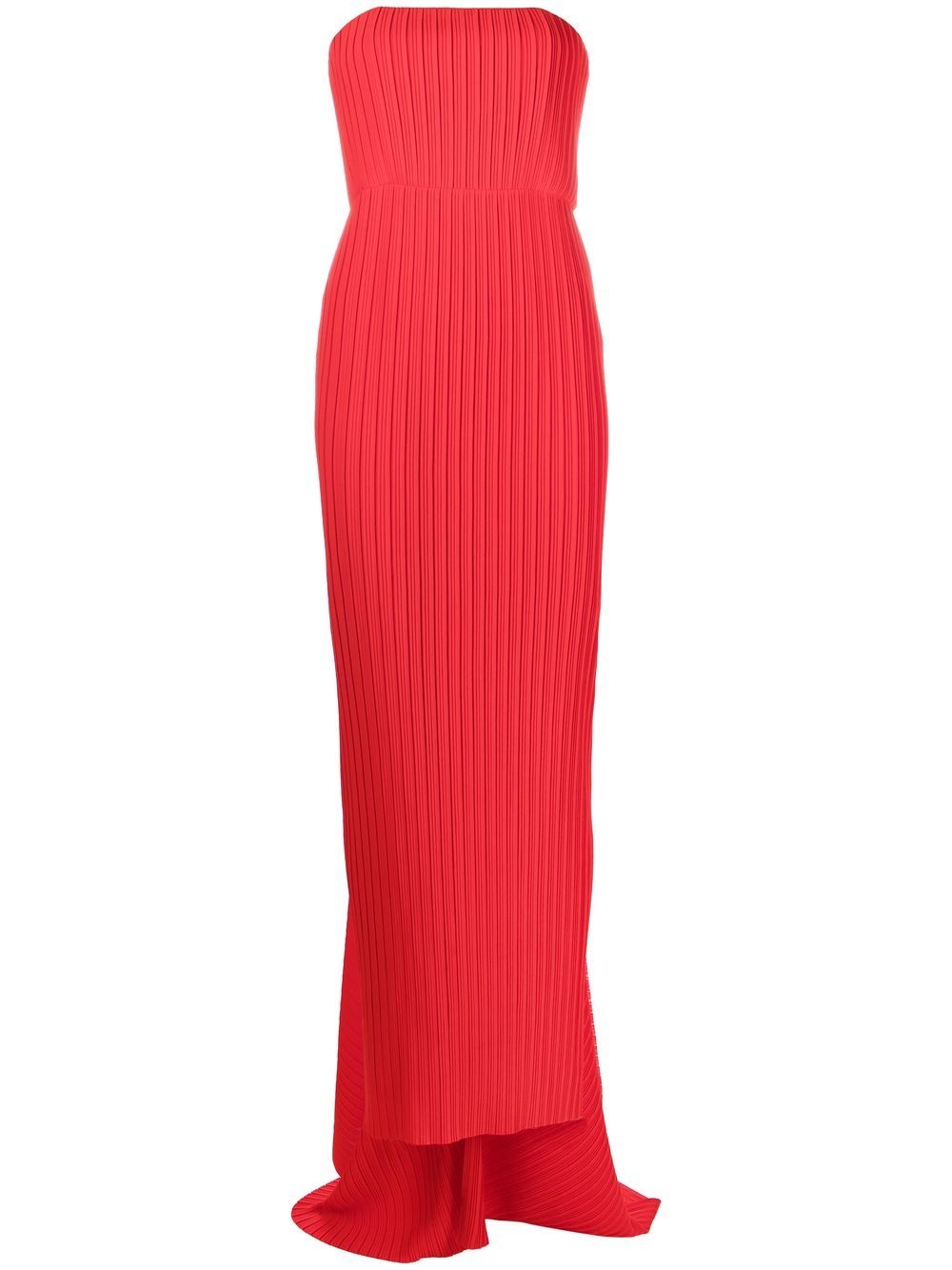 Solace London Red pleated strapless dress