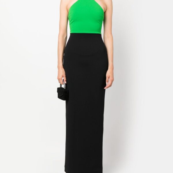 Solace London Green two-tone crepe maxi dress
