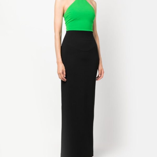 Solace London Green two-tone crepe maxi dress