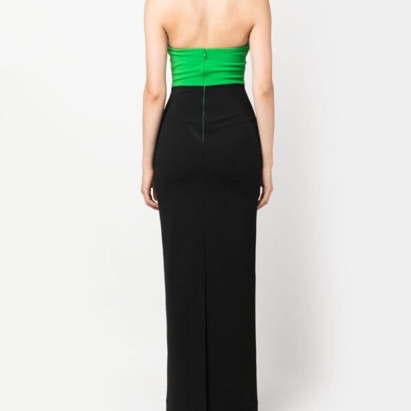 Solace London Green two-tone crepe maxi dress