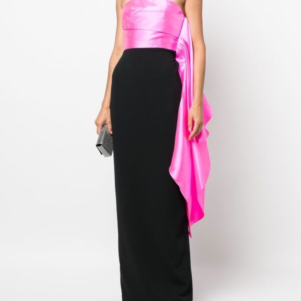 Solace London Black two-tone strapless gown
