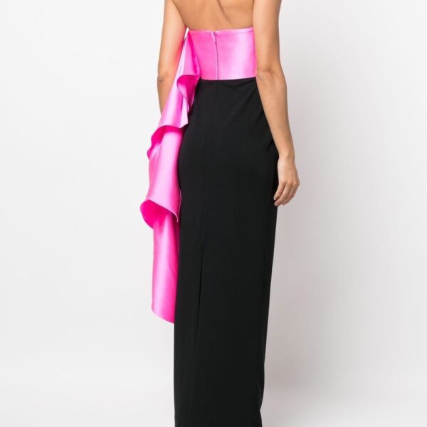 Solace London Black two-tone strapless gown