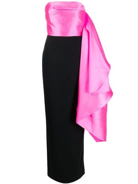Solace London Black two-tone strapless gown