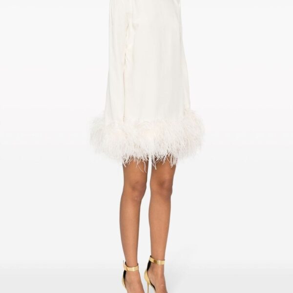 Taller Marmo Ivory feather dress