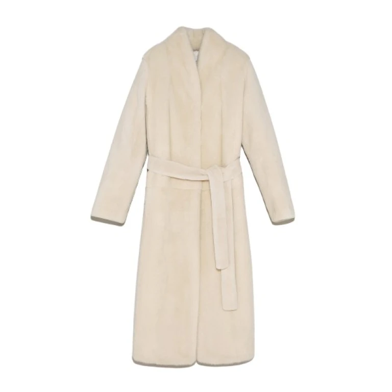 Yves Salomon Belted Coat In Sheared And Long Haired Mink Fur 427123 nobg