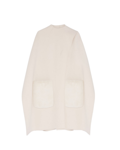 Yves Salomon Cashmere Wool Cape With Over Pockets In Mink Fur51948 nobg