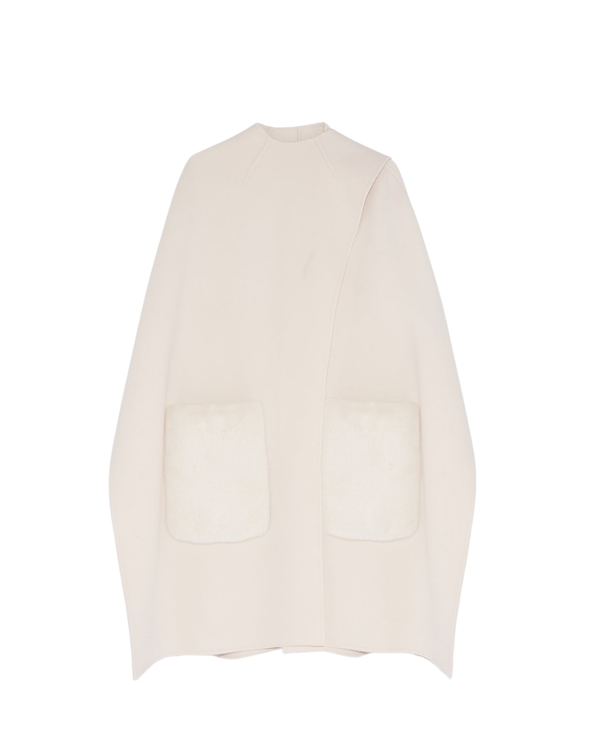 Yves Salomon Cashmere Wool Cape With Over Pockets In Mink Fur51948 nobg