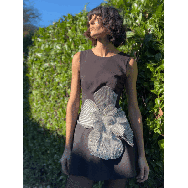 Loulou Brand Black Mini Dress Open-Back Crêpe Black Mini Dress Clothing clothing Luxury Shoes 