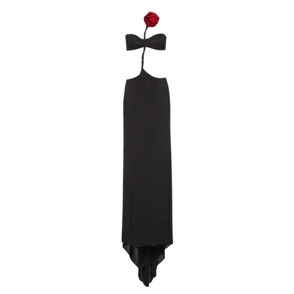 Magda Butrym 3D rose jersey gown in black scaled95913 nobg