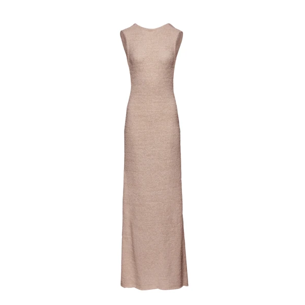 Magda Butrym Backless boucle knit maxi dress in beige scaled75679 nobg