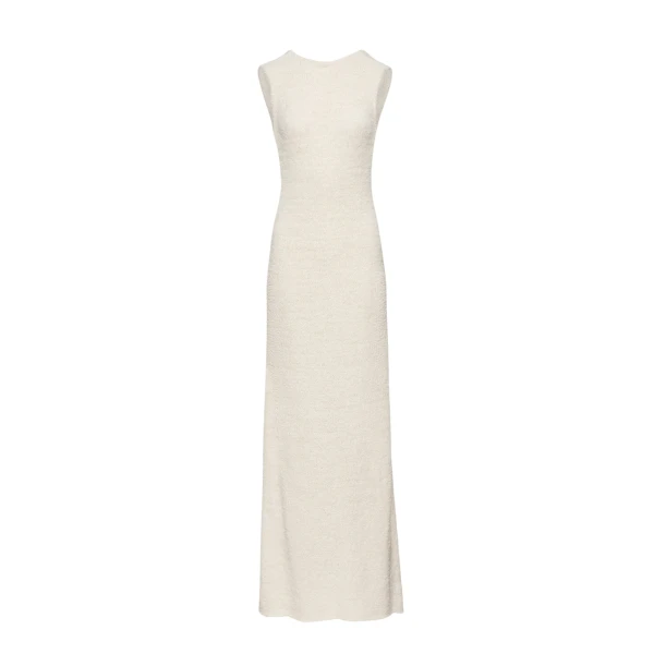 Magda Butrym Backless boucle knit maxi dress in cream scaled42219 nobg