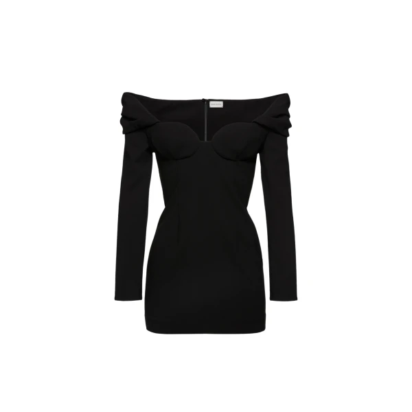 Magda Butrym Bustier and off shoulder mini dress in black scaled84969 nobg