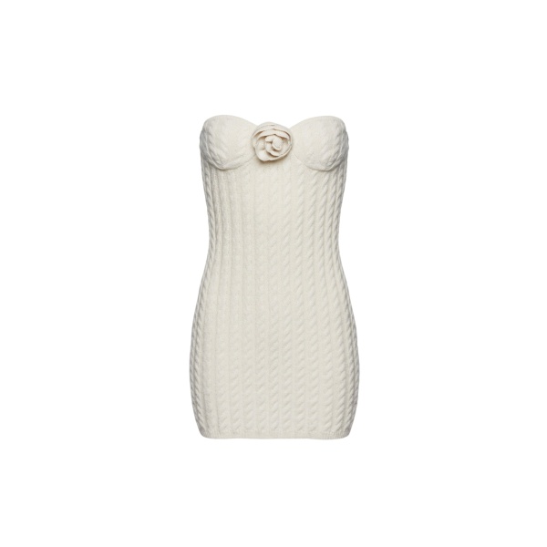 Magda Butrym Bustier cable knit mini dress in cream scaled52614 nobg