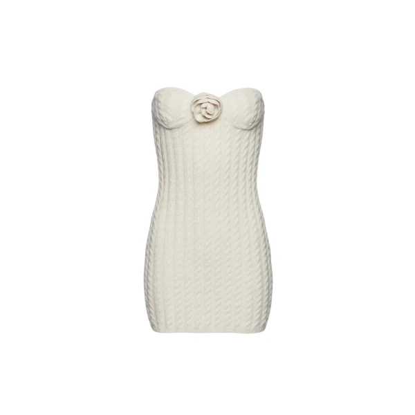 Magda Butrym Bustier cable knit mini dress in cream scaled52614 nobg