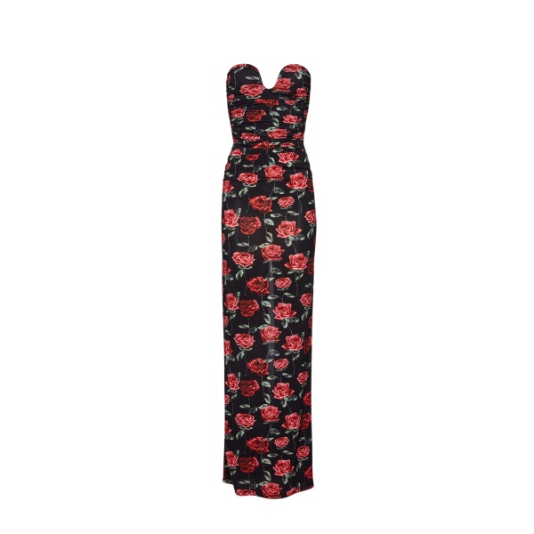 Magda Butrym Bustier maxi dress in black floral print scaled62359 nobg