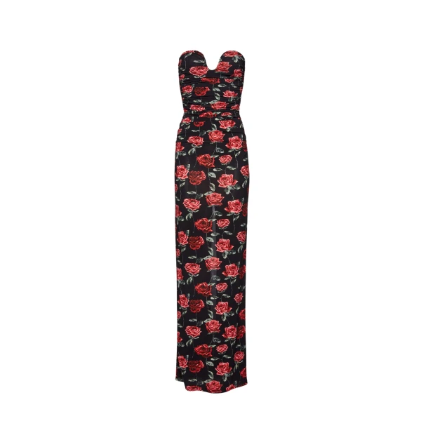 Magda Butrym Bustier maxi dress in black floral print scaled62359 nobg