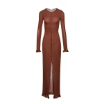 Magda Butrym Button down knitwear dress in brown scaled36566 nobg