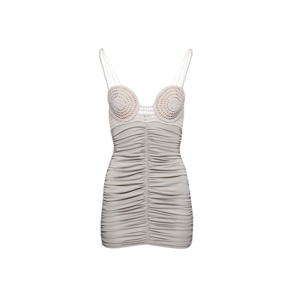 Magda Butrym Crochet and jersey bustier mini dress in grey scaled68154 nobg