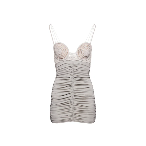 Magda Butrym Crochet and jersey bustier mini dress in grey scaled68154 nobg