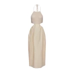 Magda Butrym Crochet and silk maxi dress in cream scaled85449 nobg
