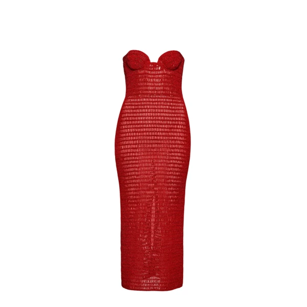 Magda Butrym Crochet bustier midi dress in red scaled72942 nobg