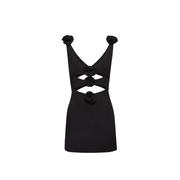 Magda Butrym Cutout flower dress is black scaled35284 nobg