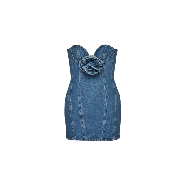 Magda Butrym Denim bustier mini dress in blue scaled15503 nobg