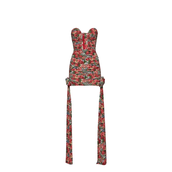 Magda Butrym Double sash plunge mini dress in red floral print scaled44986 nobg