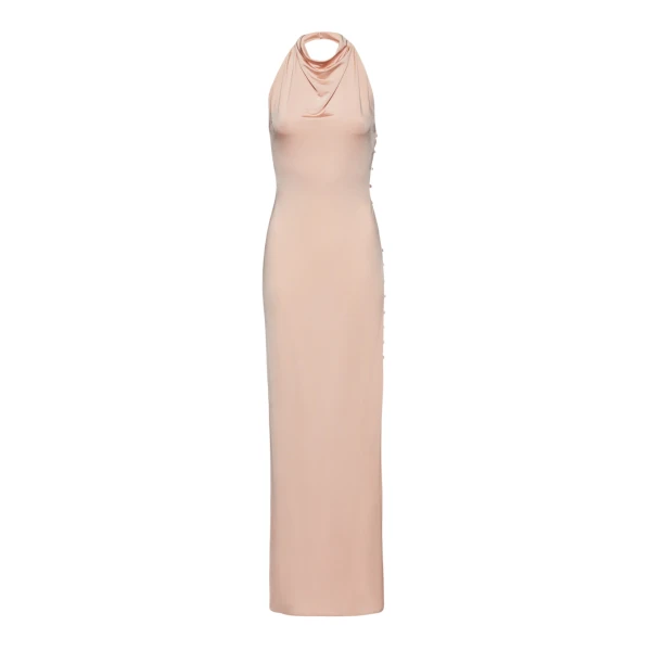 Magda Butrym Draped jersey maxi halter dress in beige scaled58339 nobg