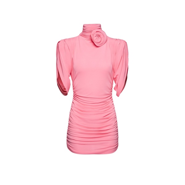 Magda Butrym Draped turtleneck jersey dress in pink scaled34495 nobg