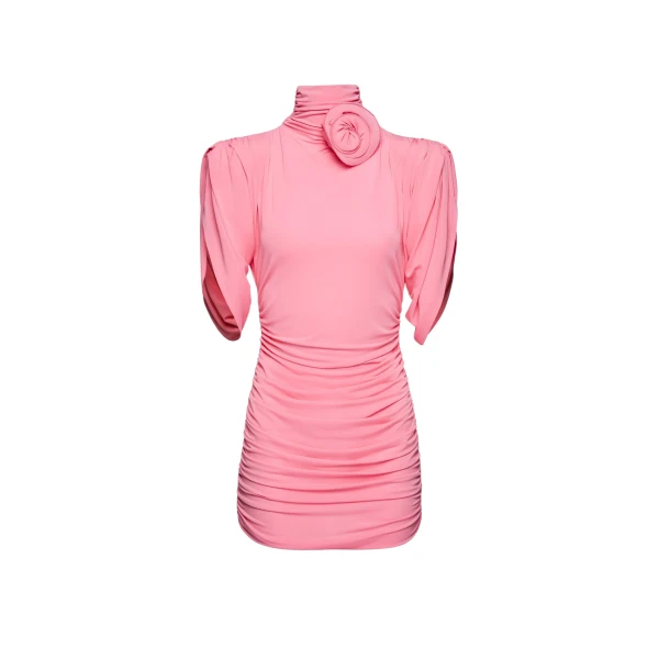 Magda Butrym Draped turtleneck jersey dress in pink scaled34495 nobg