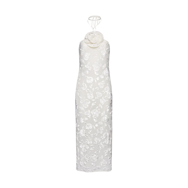 Magda Butrym Floral print devore strappy halter midi dress in cream scaled18548 nobg