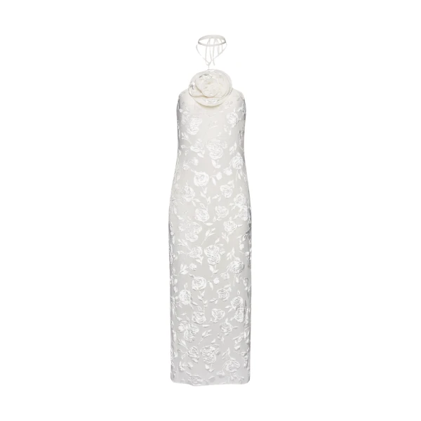 Magda Butrym Floral print devore strappy halter midi dress in cream scaled18548 nobg