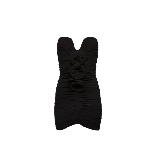 Magda Butrym Flower applique bustier dress in black scaled56931 nobg