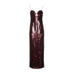 Magda Butrym Flower bustier sequin midi dress in burgundy scaled93742 nobg