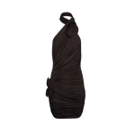 Magda Butrym Gathered halter mini dress in brown scaled61733 nobg