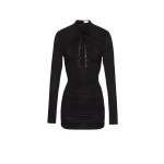 Magda Butrym Gathered high neck mini dress in black scaled67655 nobg