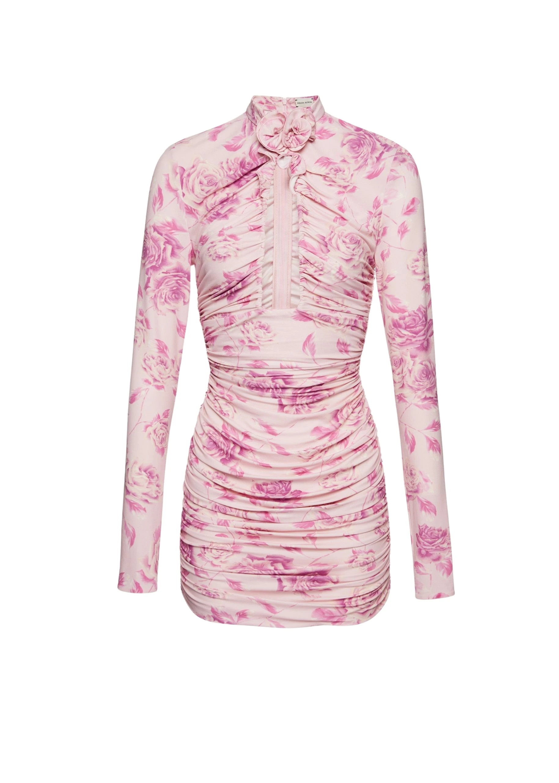 Magda Butrym Gathered high neck mini dress in pink print scaled13519 nobg Magda Butrym Gathered high neck mini dress in pink print scaled13519 nobg