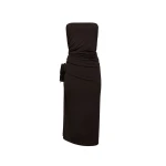 Magda Butrym Gathered strapless midi dress in brown scaled71196 nobg