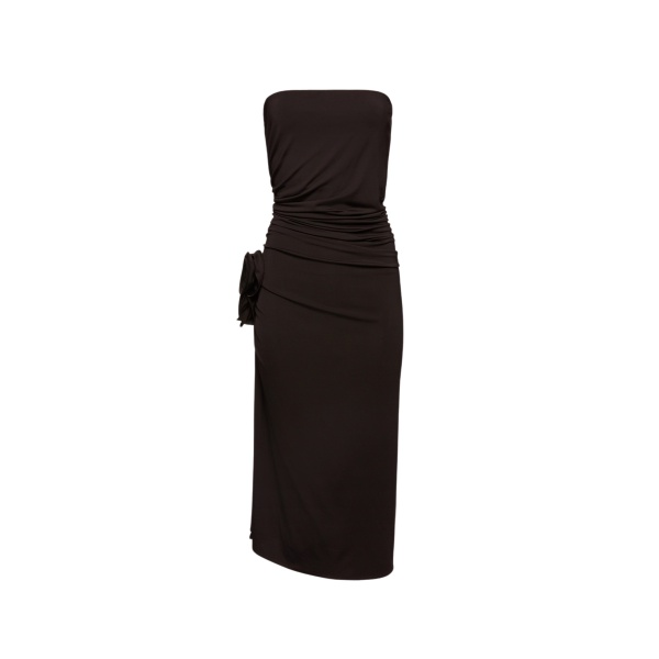 Magda Butrym Gathered strapless midi dress in brown scaled71196 nobg