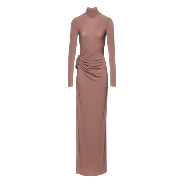 Magda Butrym Jersey turtleneck dress in brown scaled57933 nobg