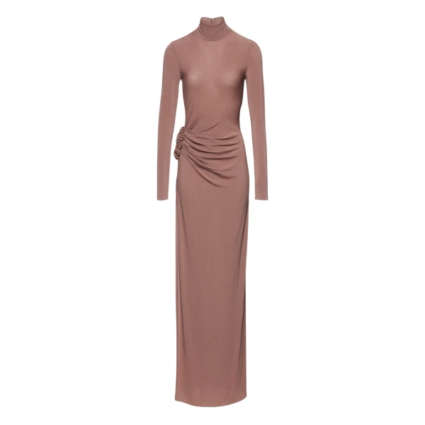 Magda Butrym Jersey turtleneck dress in brown scaled57933 nobg