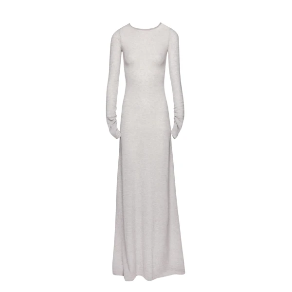 Magda Butrym Knit backless maxi dress in grey scaled19525 nobg