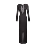 Magda Butrym Knit keyhole maxi dress in grey scaled28217 nobg