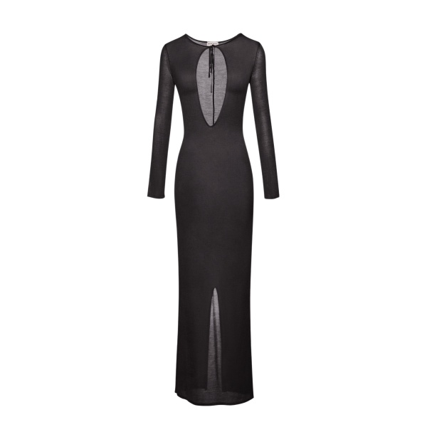 Magda Butrym Knit keyhole maxi dress in grey scaled28217 nobg